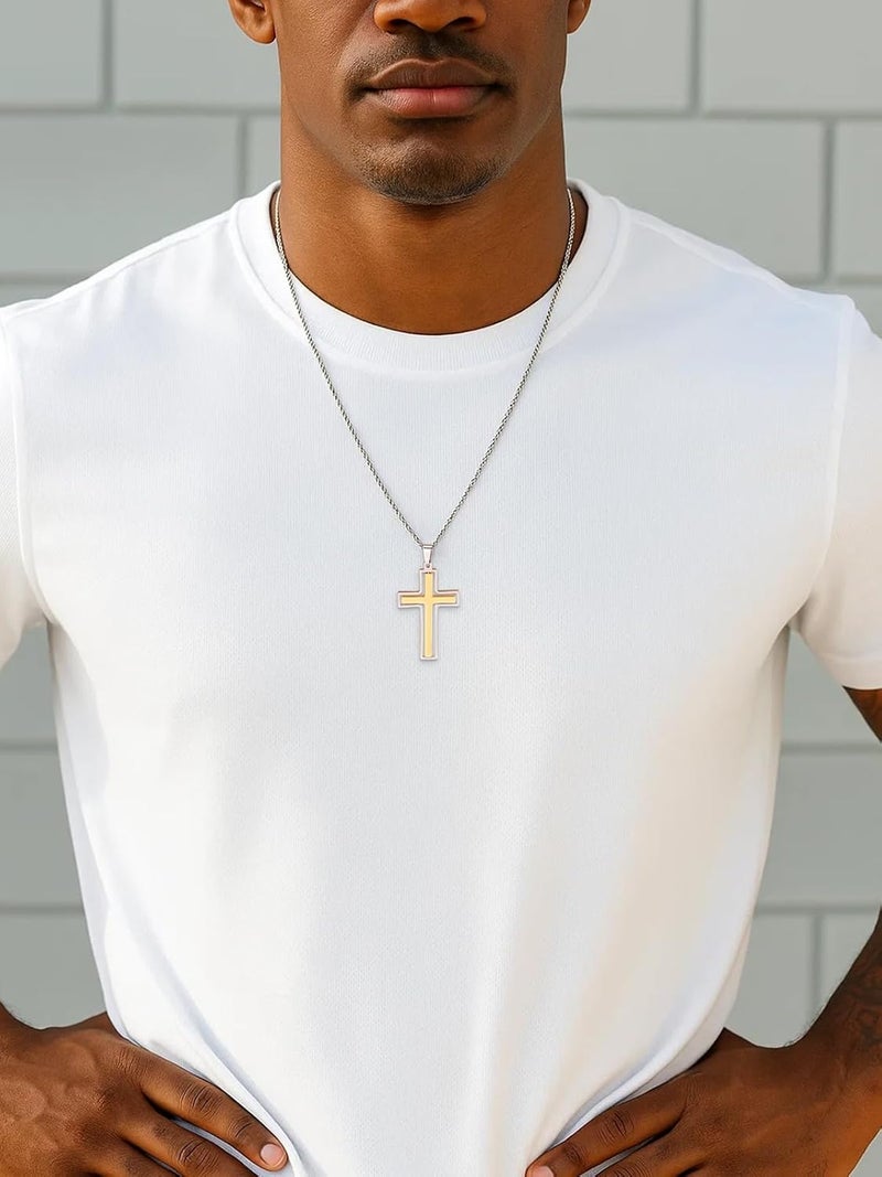 PiercingJ Cross Necklace Black Gold Silver Rotating Pendant Crucifix Necklaces For Him Men's Christmas Birthday Gift - Image 4